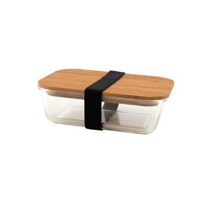 Glass lunch box with bamboo lid 700ml