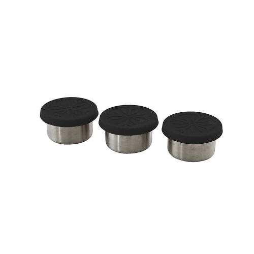 Set de 3 boîtes de conservation en inox avec couvercle en silicone noir 60ml