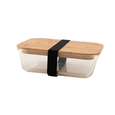 Glass lunch box with bamboo lid 1.1L