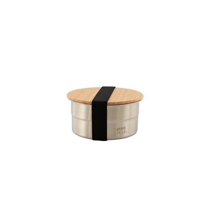Round stainless steel lunch box with bamboo lid 600ml