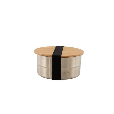 Round stainless steel lunch box with bamboo lid 850ml