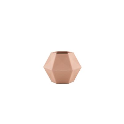 Geometrische Vase aus puderrosa Bambusfaser 10,8x9,5x8cm