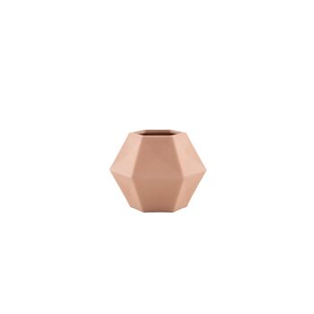 Vase géométrique en fibre de bambou rose poudré 10.8x9.5x8cm 1