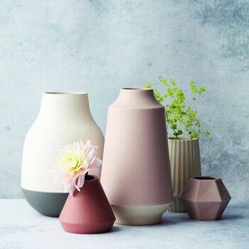 Vase géométrique en fibre de bambou rose poudré 10.8x9.5x8cm 2