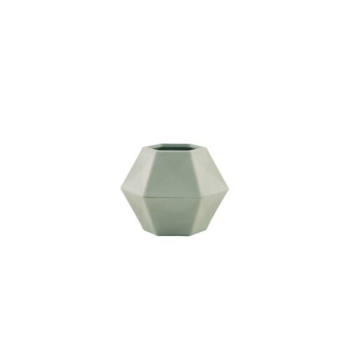 Vase géométrique en fibre de bambou vert sauge 10.8x9.5x8cm