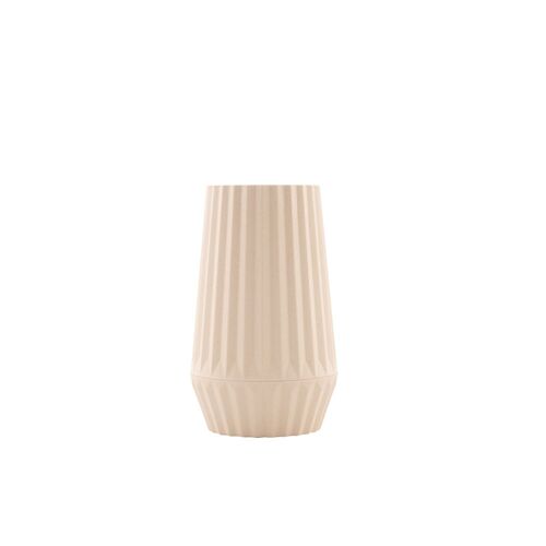 Vase rainuré en fibre de bambou blanc cassé ø 9.2cm H 15.2cm