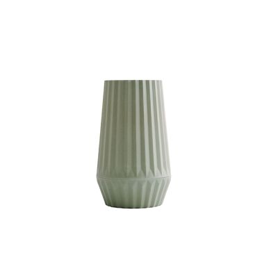 Vase rainuré en fibre de bambou vert ø 9.2cm H 15.2cm