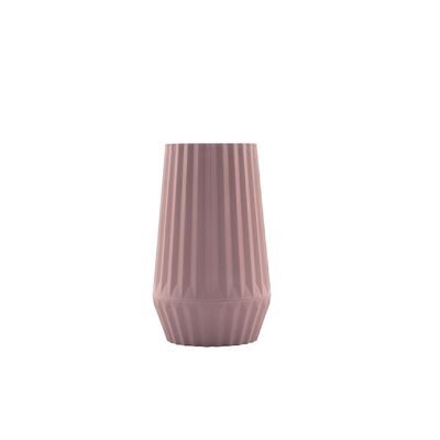 Gerillte Vase aus malvenfarbener Bambusfaser ø 9,2 cm H 15,2 cm