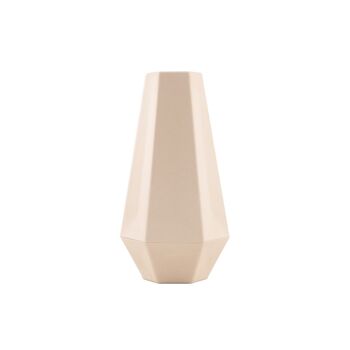 Vase géométrique en fibre de bambou blanc cassé 10.8x9.5x20cm 1