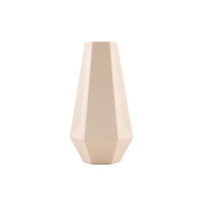 Vase géométrique en fibre de bambou blanc cassé 10.8x9.5x20cm