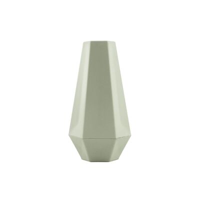 Geometrische Vase aus salbeigrüner Bambusfaser 10,8 x 9,5 x 20 cm