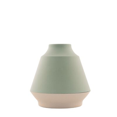Sage green and off-white bamboo fiber vase ø 17.8cm H 18cm