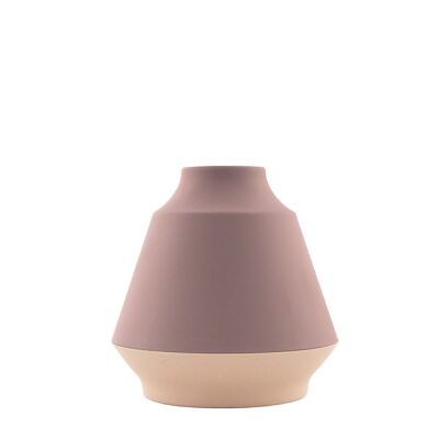 Vase aus violetter und cremefarbener Bambusfaser, ø 17,8 cm, H 18 cm
