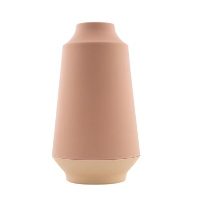 Vaso in fibra di bambù rosa cipria e bianco sporco ø 15.1cm H 26.5cm