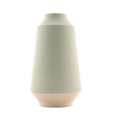 Sage green and off-white bamboo fiber vase ø 15.1cm H 26.5cm