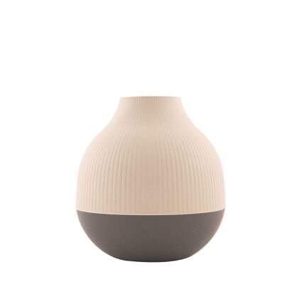 Off-white and dark gray bamboo fiber vase ø 18.1cm H 19cm