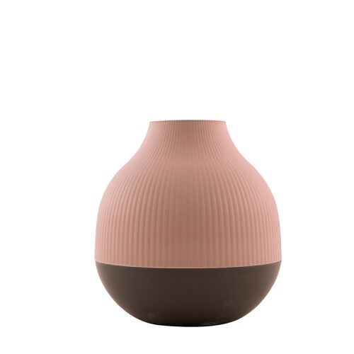 Vase en fibre de bambou rose poudré et gris foncé ø 18.1cm H 19cm
