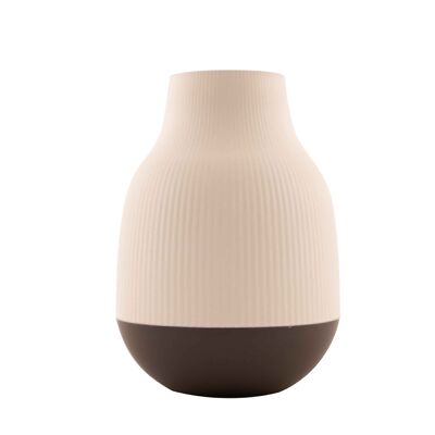 Vase en fibre de bambou blanc cassé et gris foncé ø 18.1cm H 25cm