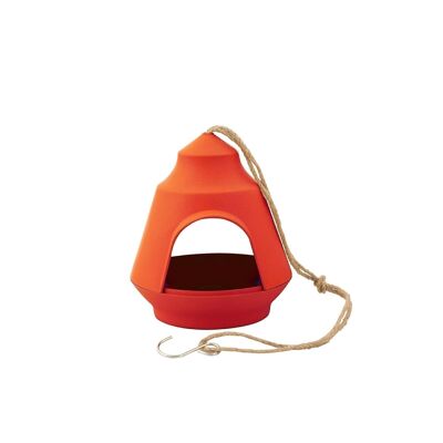 Orange color bird feeder