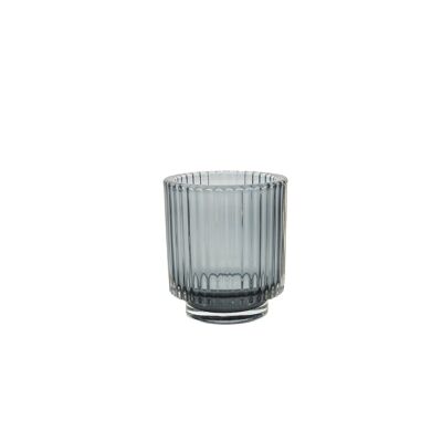 Blue glass tea light candle holder ø 8.8cm H 10cm