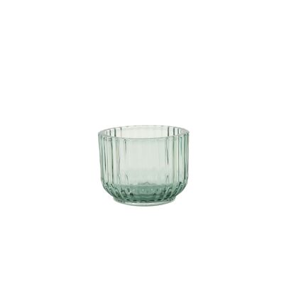 Green glass tea light candle holder ø 10.5cm H 7.7cm