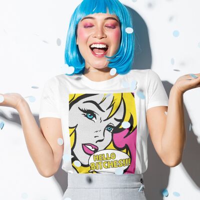 T-shirt hello bitches pop art