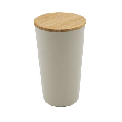 Caja de PLA con tapa de bambú blanco roto Ø 10,5cm Alt. 18,5cm