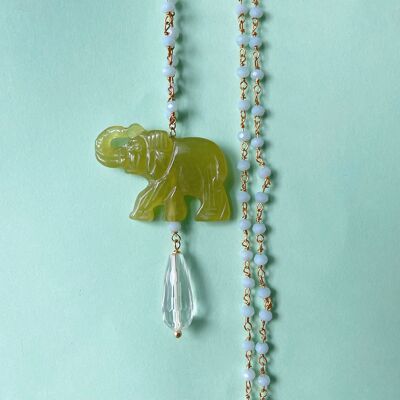 Collana elefante Gioia - Azzurro-goccia cristallo