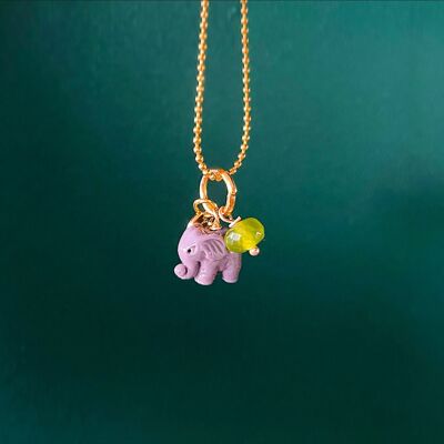 Collana elefante Lavinia - Elefante grigio-verde