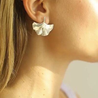 Orecchini ginkgo maxi - Silver