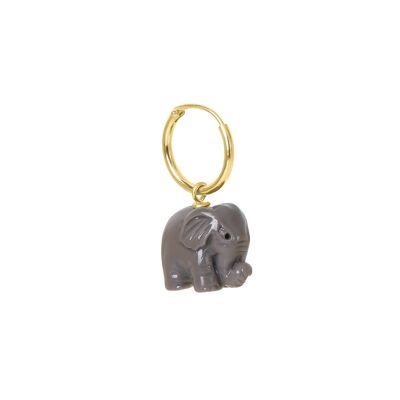 Orecchino cerchio singolo Ele - 1 cm - Elefante grigio