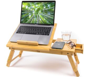 Table pour ordinateur portable en bambou - Table de lit 1