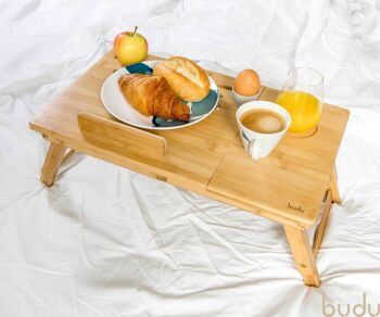 Table pour ordinateur portable en bambou - Table de lit 4