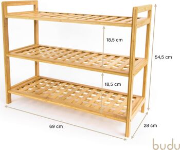 Étagère à chaussures en bambou (3 niveaux) 2