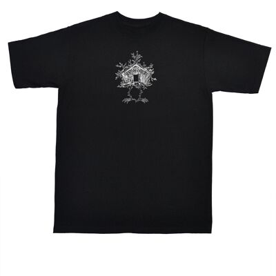 Dents de Scie® Baba Yagas Haus-T-Shirt mit Vogelbeinen Noir