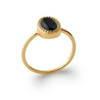 Bague Agate noire "Alexandra" - Plaqué Or 750 2