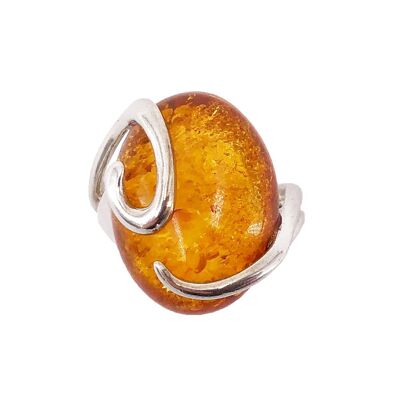 "Ocean" Amber Ring - 925 Silver