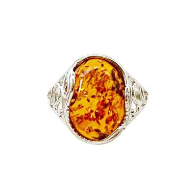“Nasturtium” Amber Ring - 925 Silver