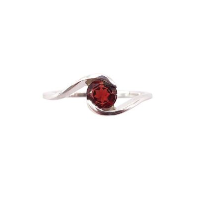 Anello granato rosso "Doriane" - Argento 925