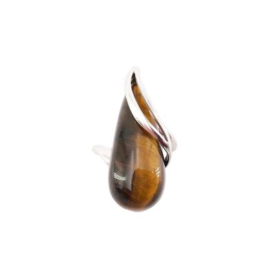 Tiger eye ring "Dove" - 925 silver