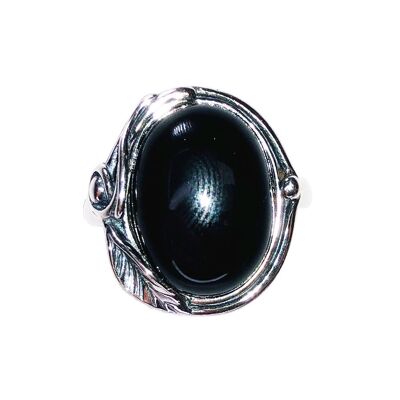 Schwarzer Onyx-Ring "Justine" - 925er Silber