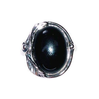 Bague Onyx noir "Justine" - Argent 925