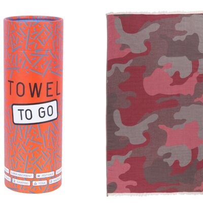 Towel to Go Amazonas Hammam Towel with Gift Box, Pink/Grey