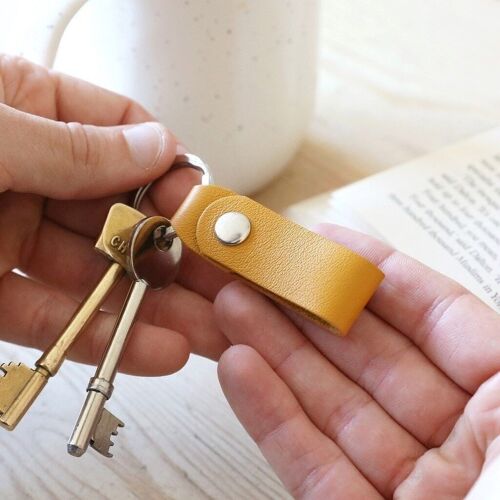 Mustard Leather Strap Keyring