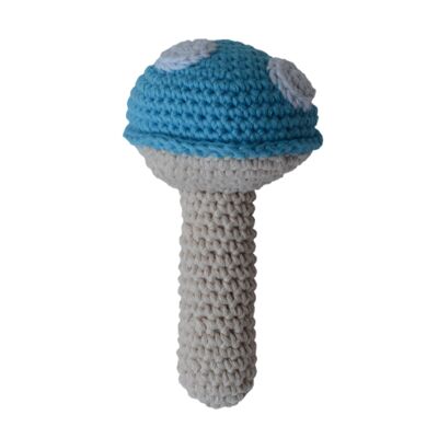 Organic mushroom rattle blue
