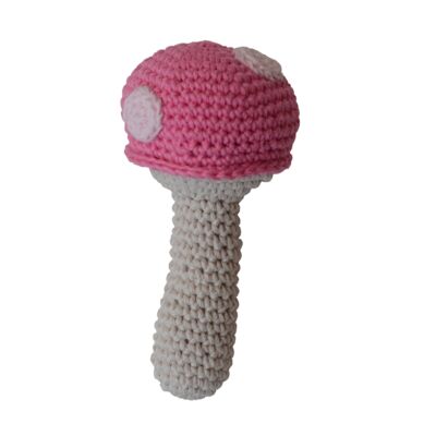Organic mushroom rattle pink