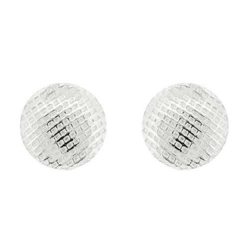 Sterling Silver Waffle Round Studs and Presentation Box