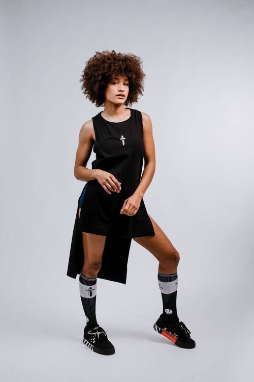 ASYMMETRICAL DRESS “ANNA TUR EDITION” BLACK - BLACK/BLACK