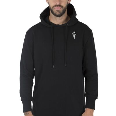 BASIC SWEATSHIRT WITHOUT POCKET EXTRA LONG - BLACK/BLACK