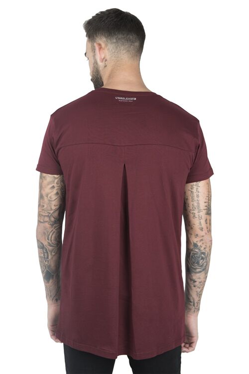 BASIC T-SHIRT WITH PLEAT RED - BORDEAUX /BURGUNDY